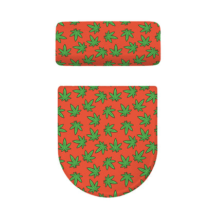 Hemp Leaf Pattern Print Toilet Lid And Tank Cover Set