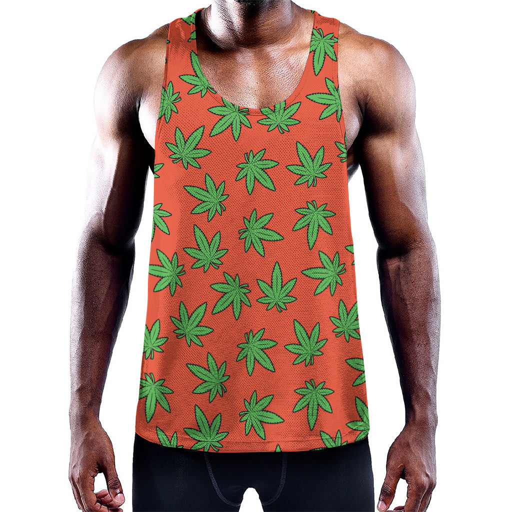 Hemp Leaf Pattern Print Training Tank Top
