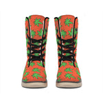 Hemp Leaf Pattern Print Winter Boots
