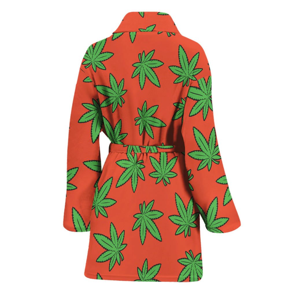 Hemp Leaf Pattern Print Women's Bathrobe