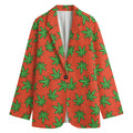 Hemp Leaf Pattern Print Women's Blazer