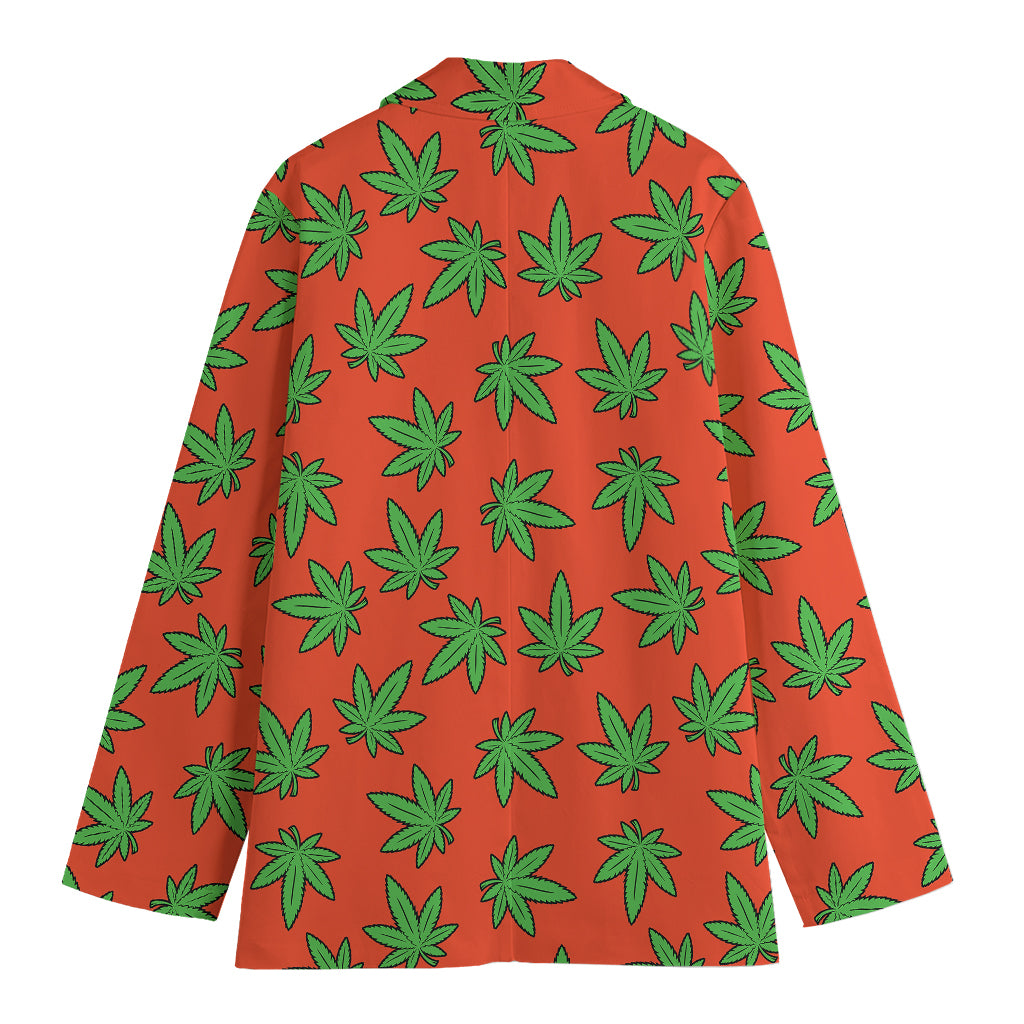 Hemp Leaf Pattern Print Women's Blazer