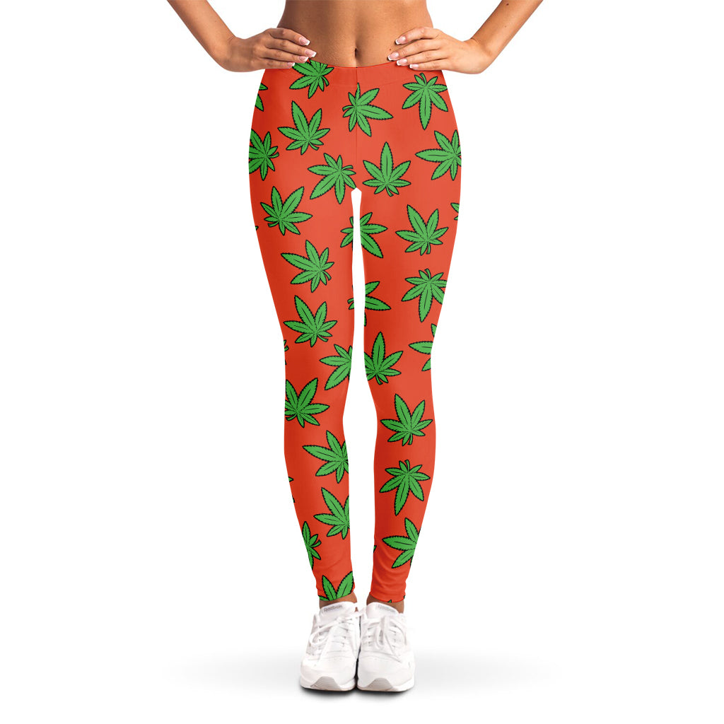 Hemp Leaf Pattern Print Women's Leggings