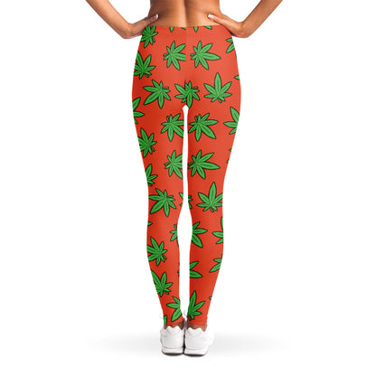 Hemp Leaf Pattern Print Women's Leggings