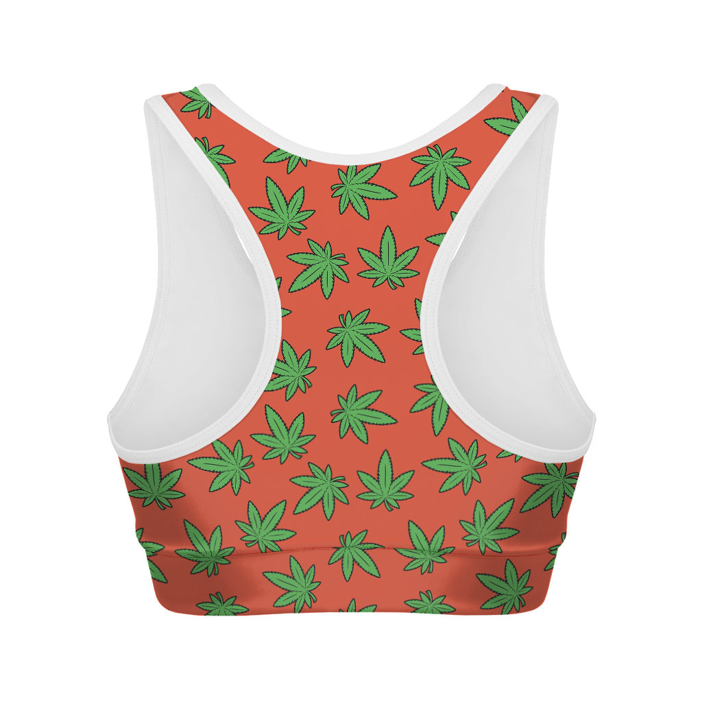 Hemp Leaf Pattern Print Women's Sports Bra
