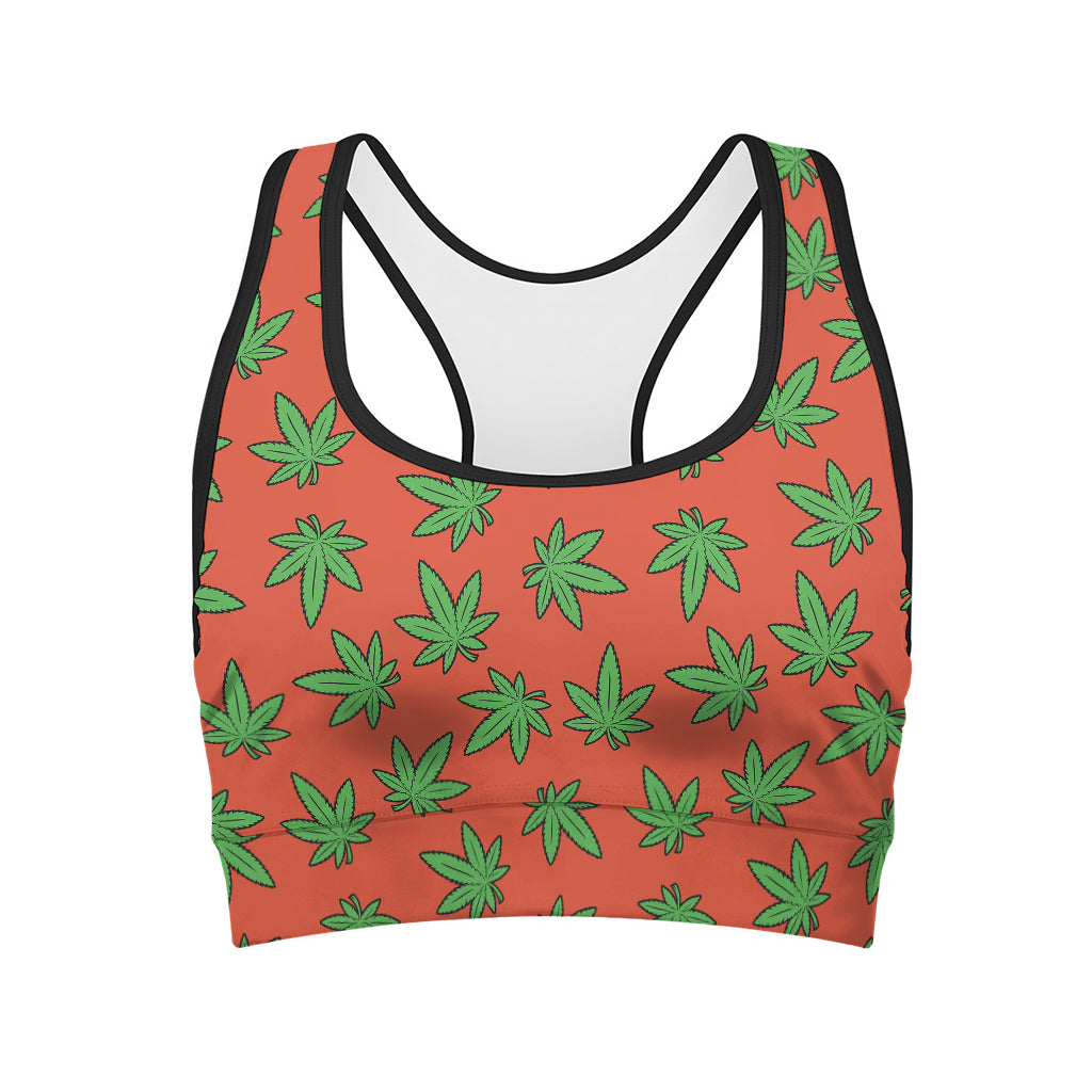 Hemp Leaf Pattern Print Women's Sports Bra