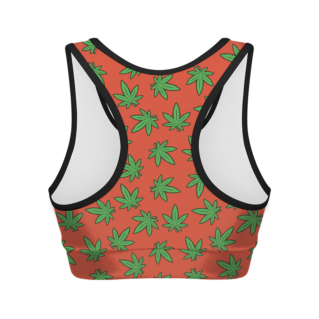 Hemp Leaf Pattern Print Women's Sports Bra