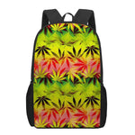 Hemp Leaf Reggae Pattern Print 17 Inch Backpack