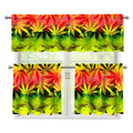 Hemp Leaf Reggae Pattern Print 3 Piece Kitchen Curtains
