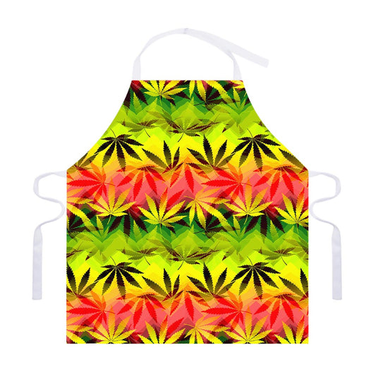 Hemp Leaf Reggae Pattern Print Adjustable Apron