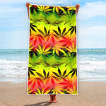 Hemp Leaf Reggae Pattern Print Beach Towel