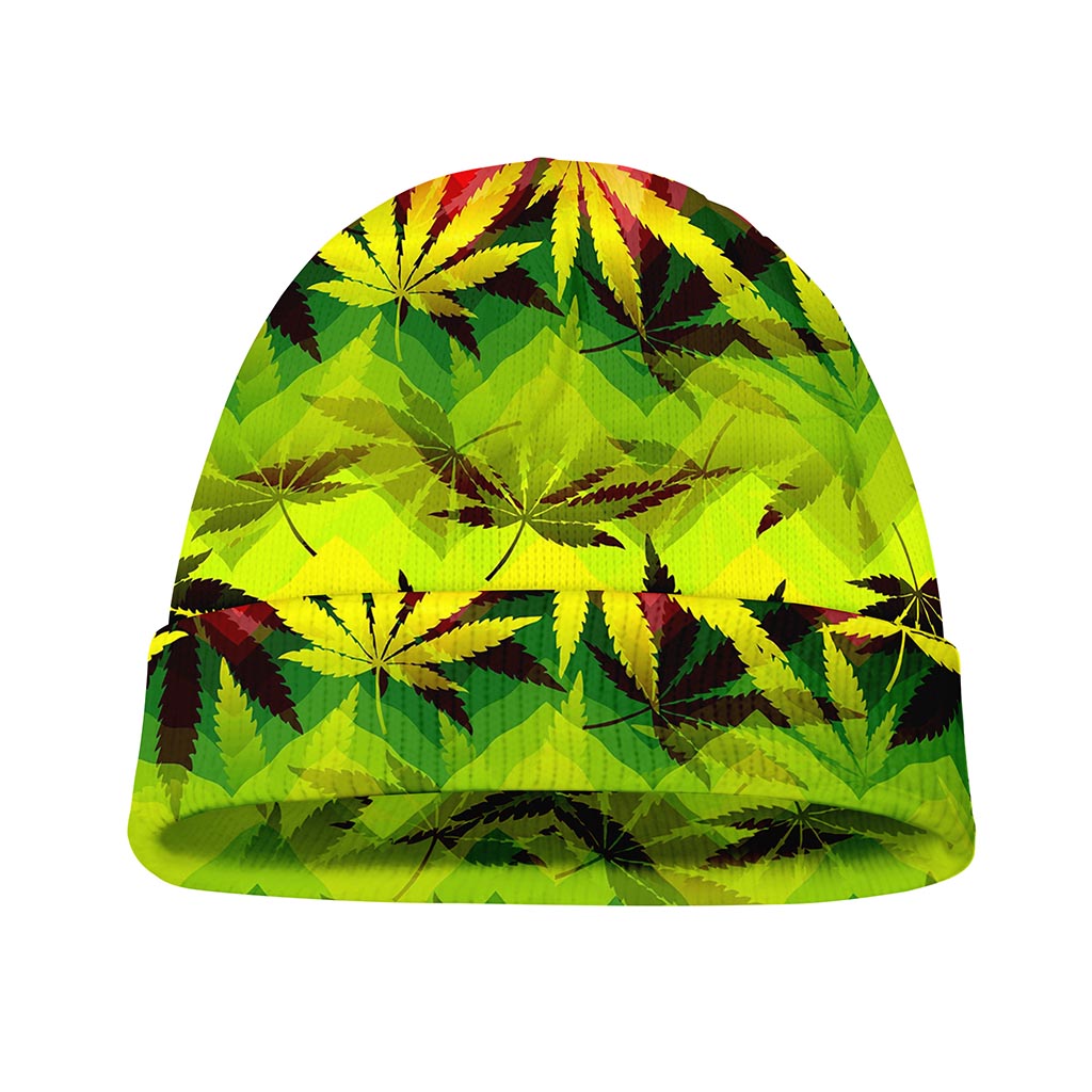 Hemp Leaf Reggae Pattern Print Beanie