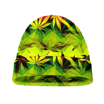 Hemp Leaf Reggae Pattern Print Beanie
