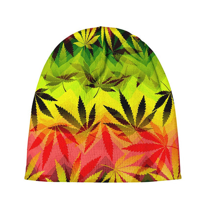 Hemp Leaf Reggae Pattern Print Beanie