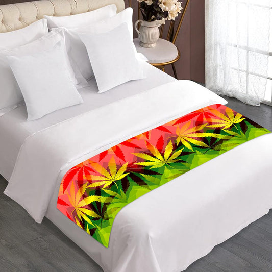 Hemp Leaf Reggae Pattern Print Bed Runner