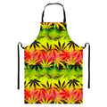 Hemp Leaf Reggae Pattern Print Bib Apron With Pocket