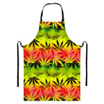 Hemp Leaf Reggae Pattern Print Bib Apron With Pocket