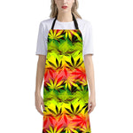 Hemp Leaf Reggae Pattern Print Bib Apron With Pocket