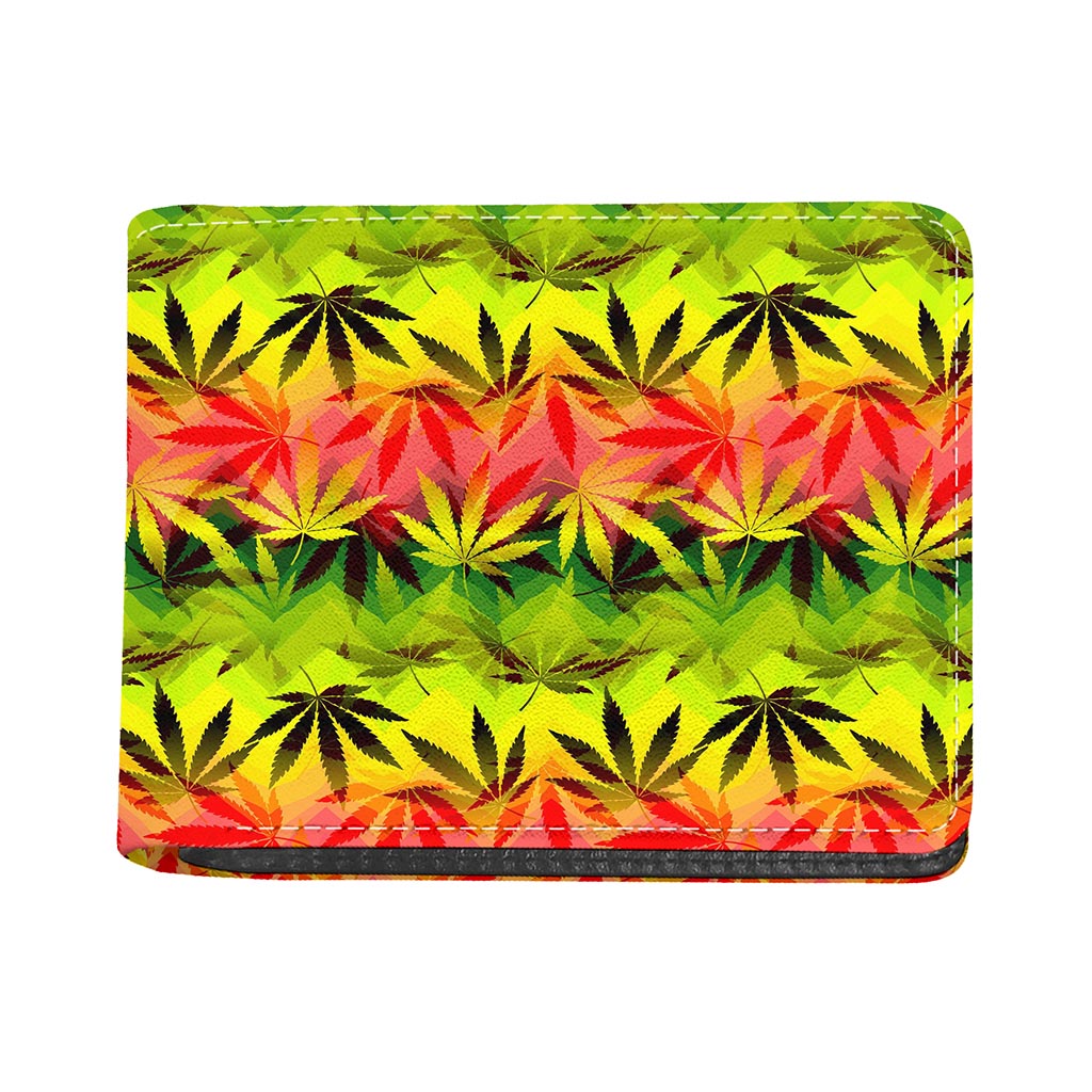 Hemp Leaf Reggae Pattern Print Bifold Wallet