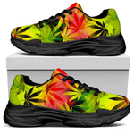 Hemp Leaf Reggae Pattern Print Black Chunky Shoes