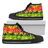 Hemp Leaf Reggae Pattern Print Black High Top Sneakers
