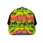 Hemp Leaf Reggae Pattern Print Black Mesh Trucker Cap