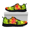 Hemp Leaf Reggae Pattern Print Black Running Shoes