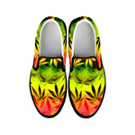 Hemp Leaf Reggae Pattern Print Black Slip On Sneakers