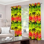 Hemp Leaf Reggae Pattern Print Blackout Grommet Curtains