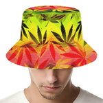 Hemp Leaf Reggae Pattern Print Bucket Hat