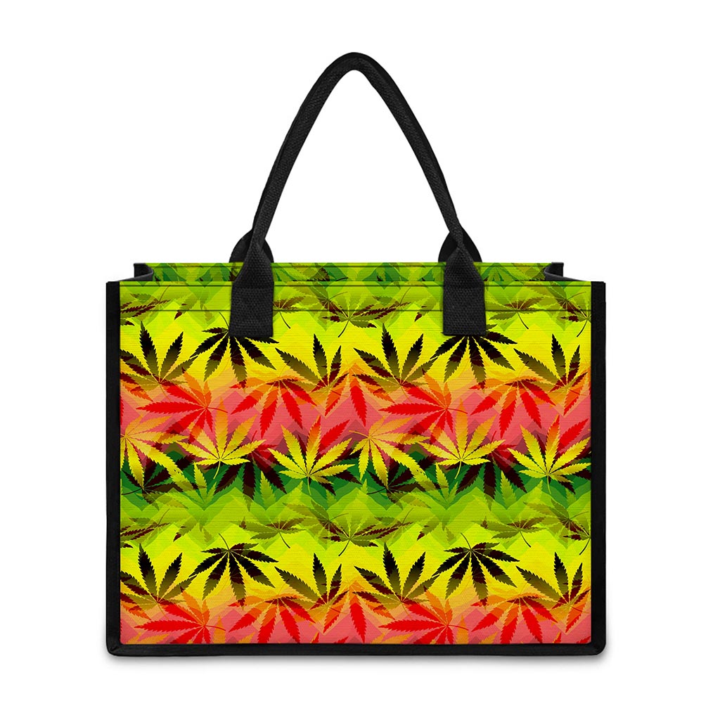 Hemp Leaf Reggae Pattern Print Canvas Tote Bag