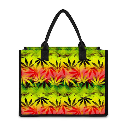 Hemp Leaf Reggae Pattern Print Canvas Tote Bag