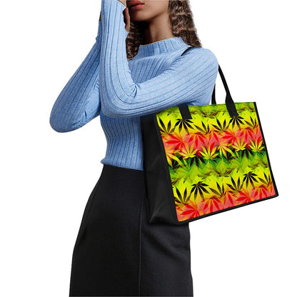 Hemp Leaf Reggae Pattern Print Canvas Tote Bag