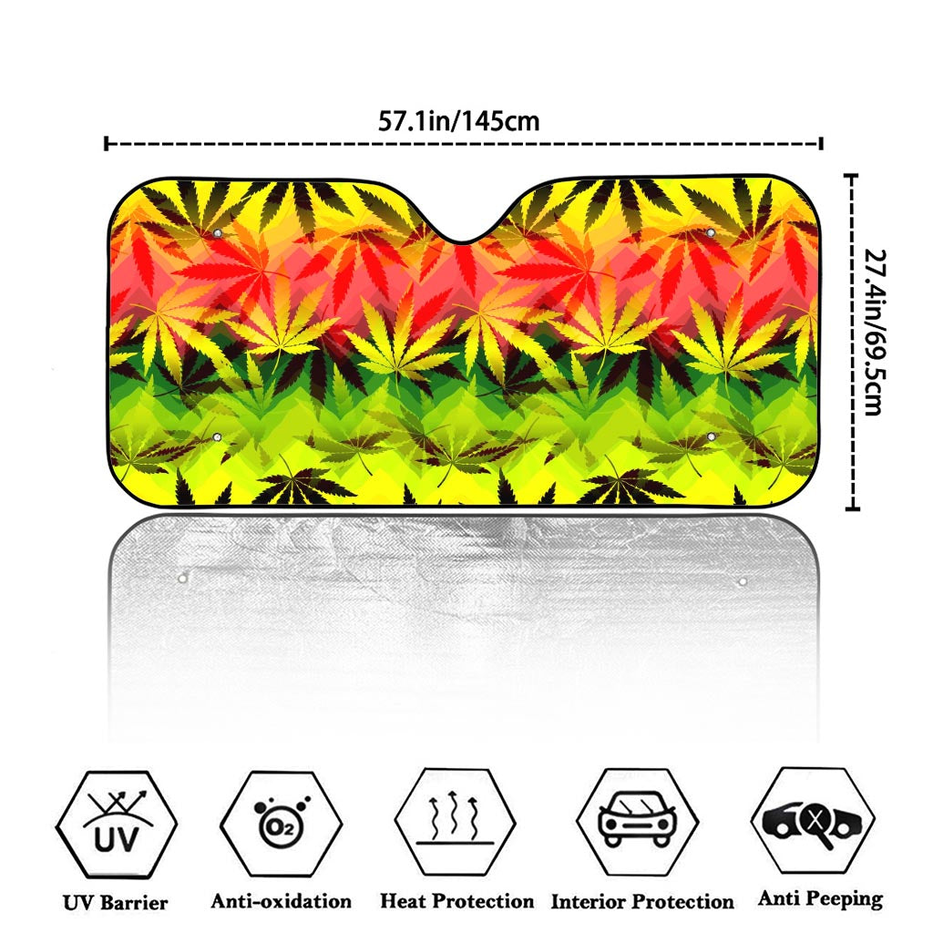 Hemp Leaf Reggae Pattern Print Car Windshield Sun Shade