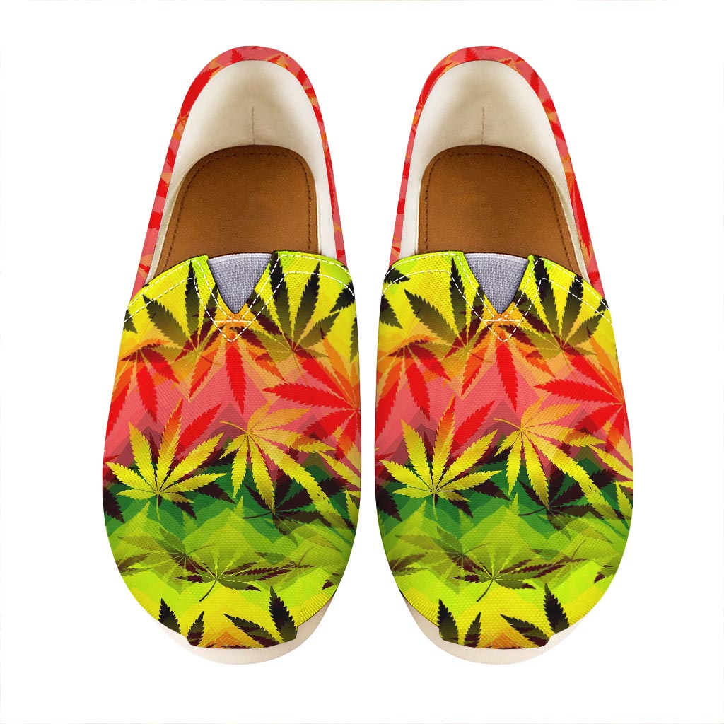 Hemp Leaf Reggae Pattern Print Casual Shoes
