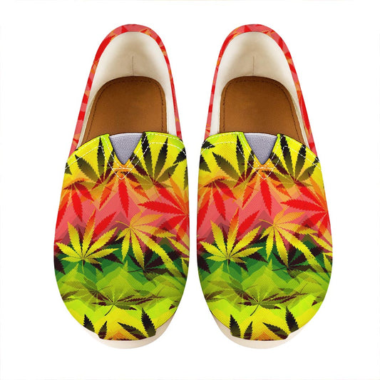 Hemp Leaf Reggae Pattern Print Casual Shoes