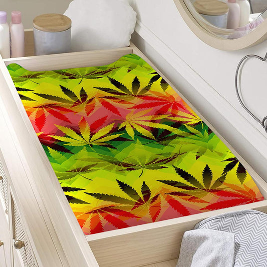Hemp Leaf Reggae Pattern Print Changing Pad Cover