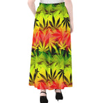 Hemp Leaf Reggae Pattern Print Chiffon Maxi Skirt