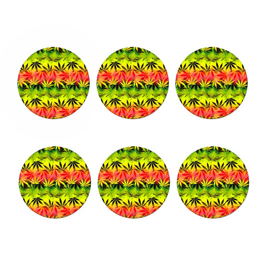 Hemp Leaf Reggae Pattern Print Coaster Set