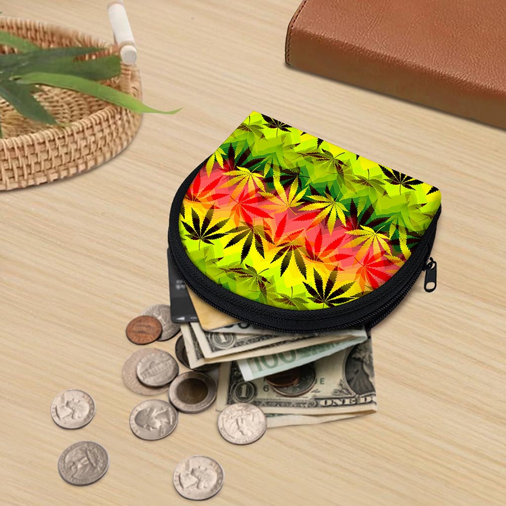 Hemp Leaf Reggae Pattern Print Coin Purse