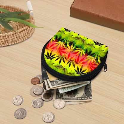 Hemp Leaf Reggae Pattern Print Coin Purse
