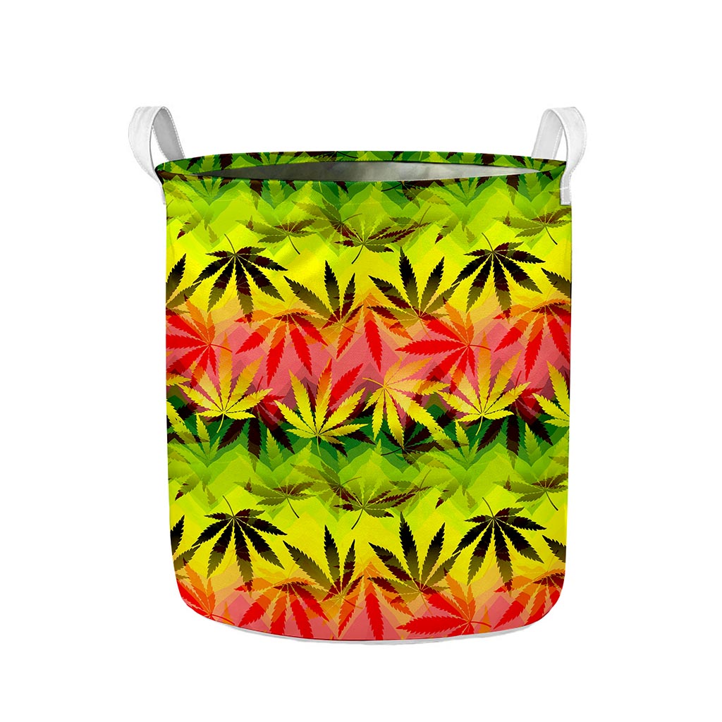 Hemp Leaf Reggae Pattern Print Collapsible Laundry Basket