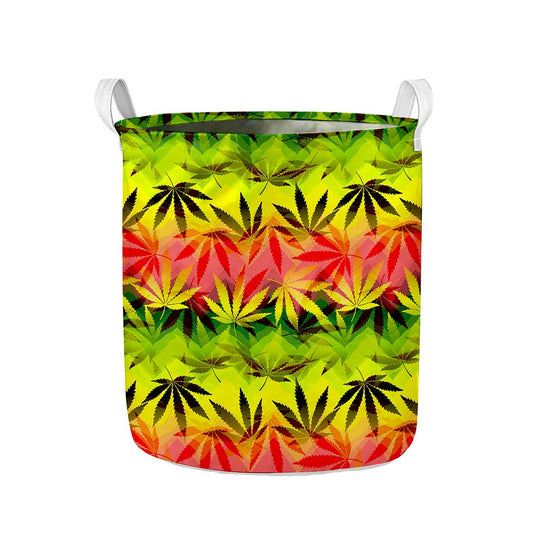 Hemp Leaf Reggae Pattern Print Collapsible Laundry Basket