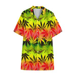 Hemp Leaf Reggae Pattern Print Cotton Hawaiian Shirt