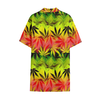 Hemp Leaf Reggae Pattern Print Cotton Hawaiian Shirt