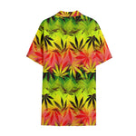 Hemp Leaf Reggae Pattern Print Cotton Hawaiian Shirt