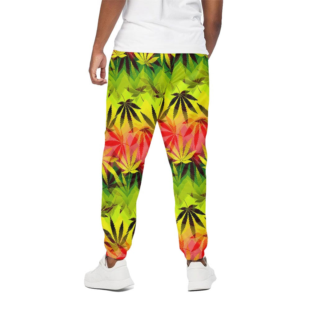 Hemp Leaf Reggae Pattern Print Cotton Pants
