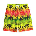 Hemp Leaf Reggae Pattern Print Cotton Shorts