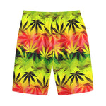 Hemp Leaf Reggae Pattern Print Cotton Shorts