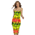 Hemp Leaf Reggae Pattern Print Cross Back Cami Dress